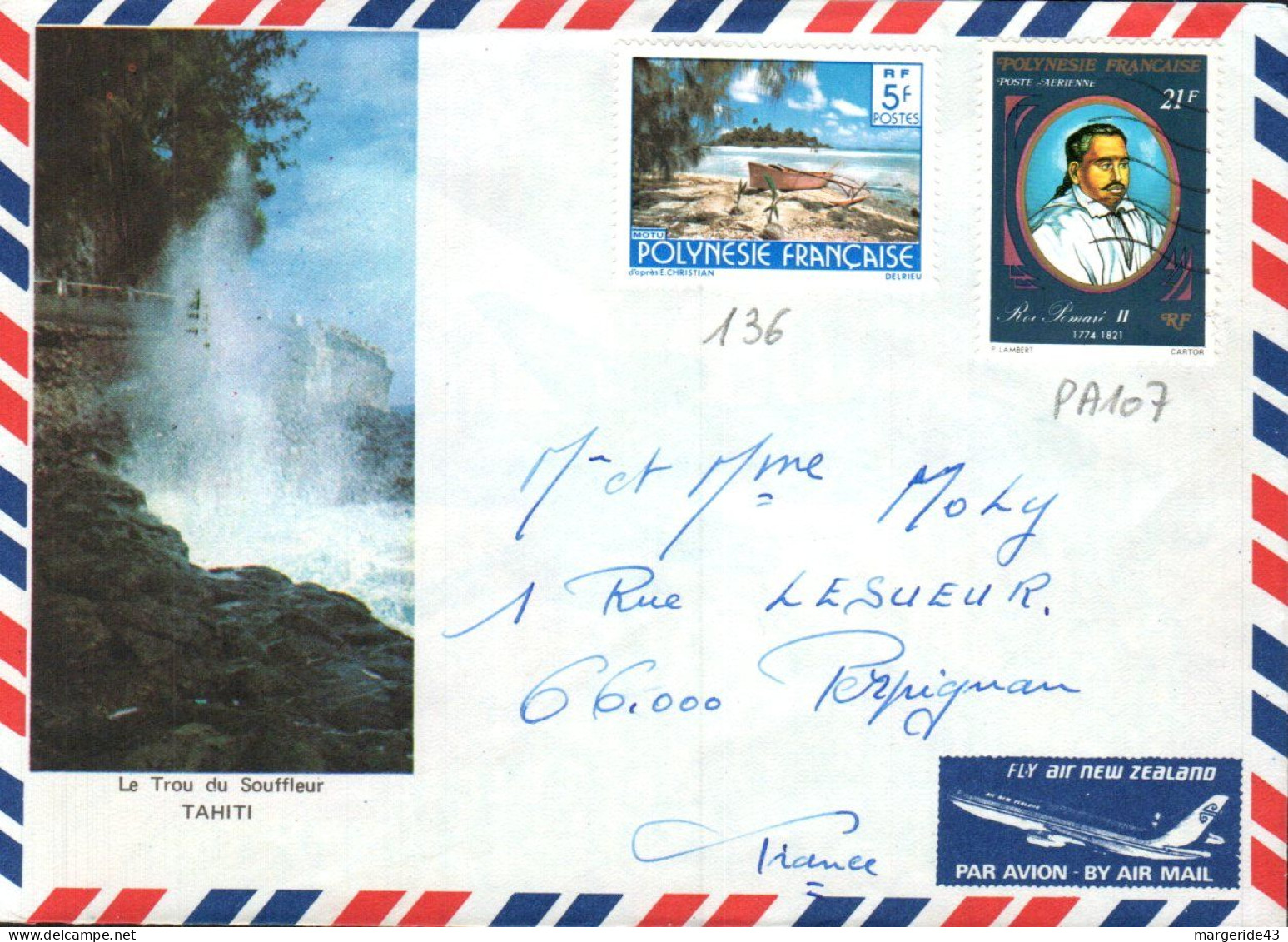 POLYNESIE AFFRANCHISSEMENT COMPOSE SUR LETTRE POUR LA FRANCE 1981 - Covers & Documents