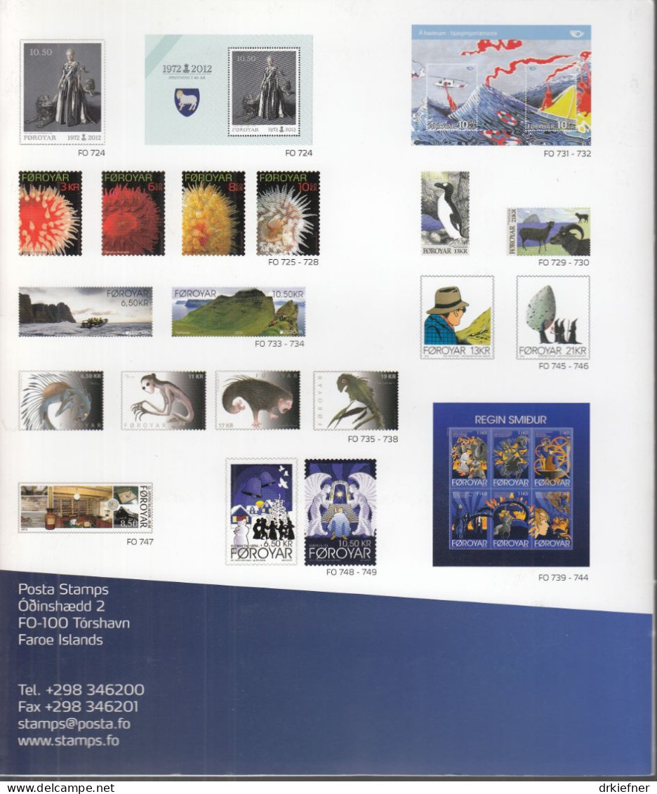 FÄRÖER  Jahrbuch 2012, Postfrisch **, 738-765 + Block 29-31, In 8seitiger Präsentationsmappe - Färöer Inseln