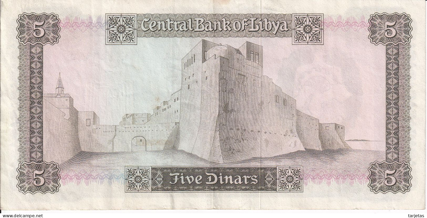 BILLETE DE LIBIA DE 5 DINARS DEL AÑO 1972 (BANKNOTE) - Libyen
