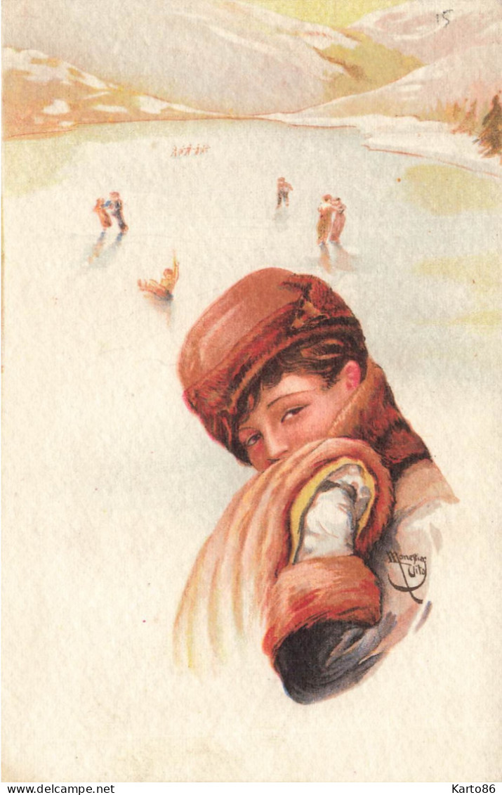MONESTIER Cito * CPA Illustrateur Art Nouveau Jugendstil N°1242 * Sports D'hiver , Femme , Patinoire Patinage , Mode - Monestier, C.