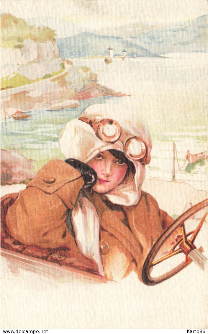 MONESTIER Cito * CPA Illustrateur Art Nouveau Jugendstil N°1242 * Sfemme , Pilote Automobile Voiture Course , Mode - Monestier, C.