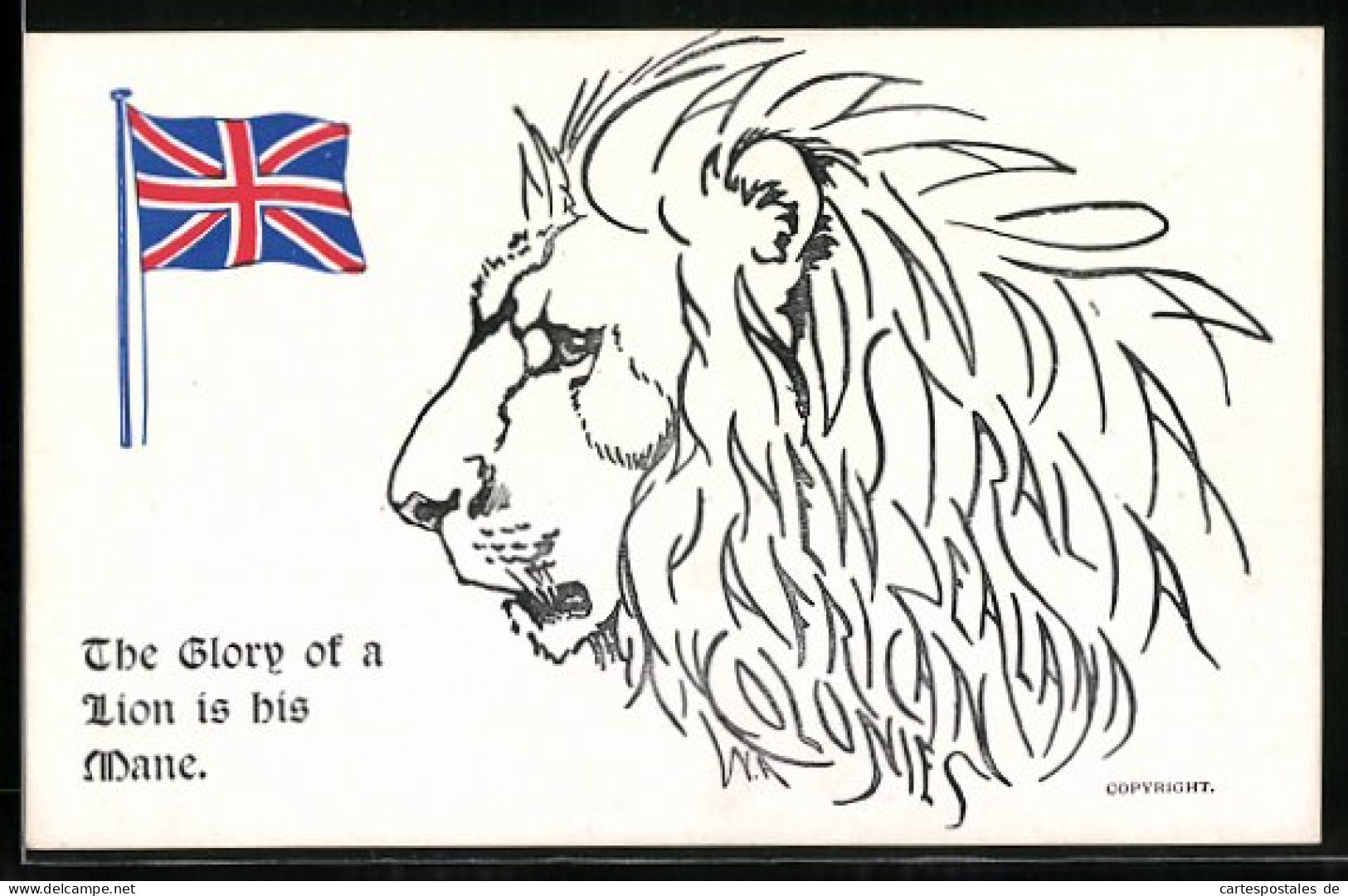 CPA Löwenkopf Et Britische Flagge, The Glory Of A Lion Is His Mane, Propaganda Entente  - Sonstige & Ohne Zuordnung