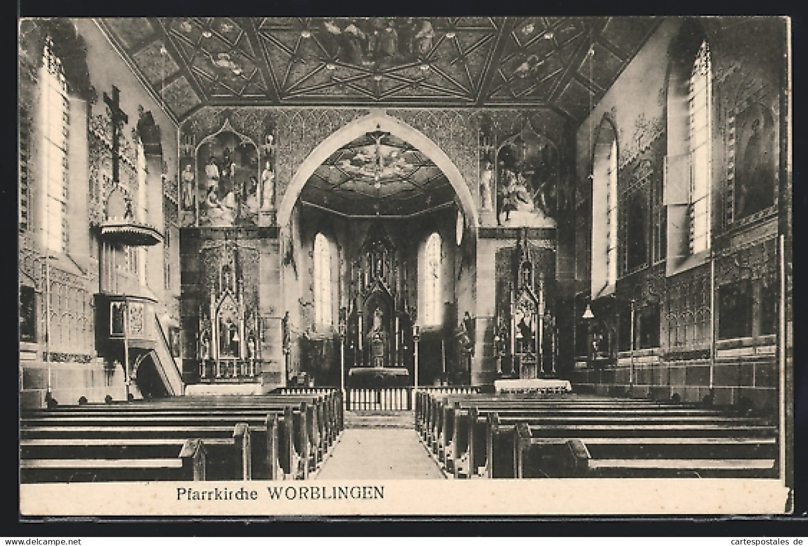 AK Worblingen, Pfarrkirche, Innenansicht  - Autres & Non Classés