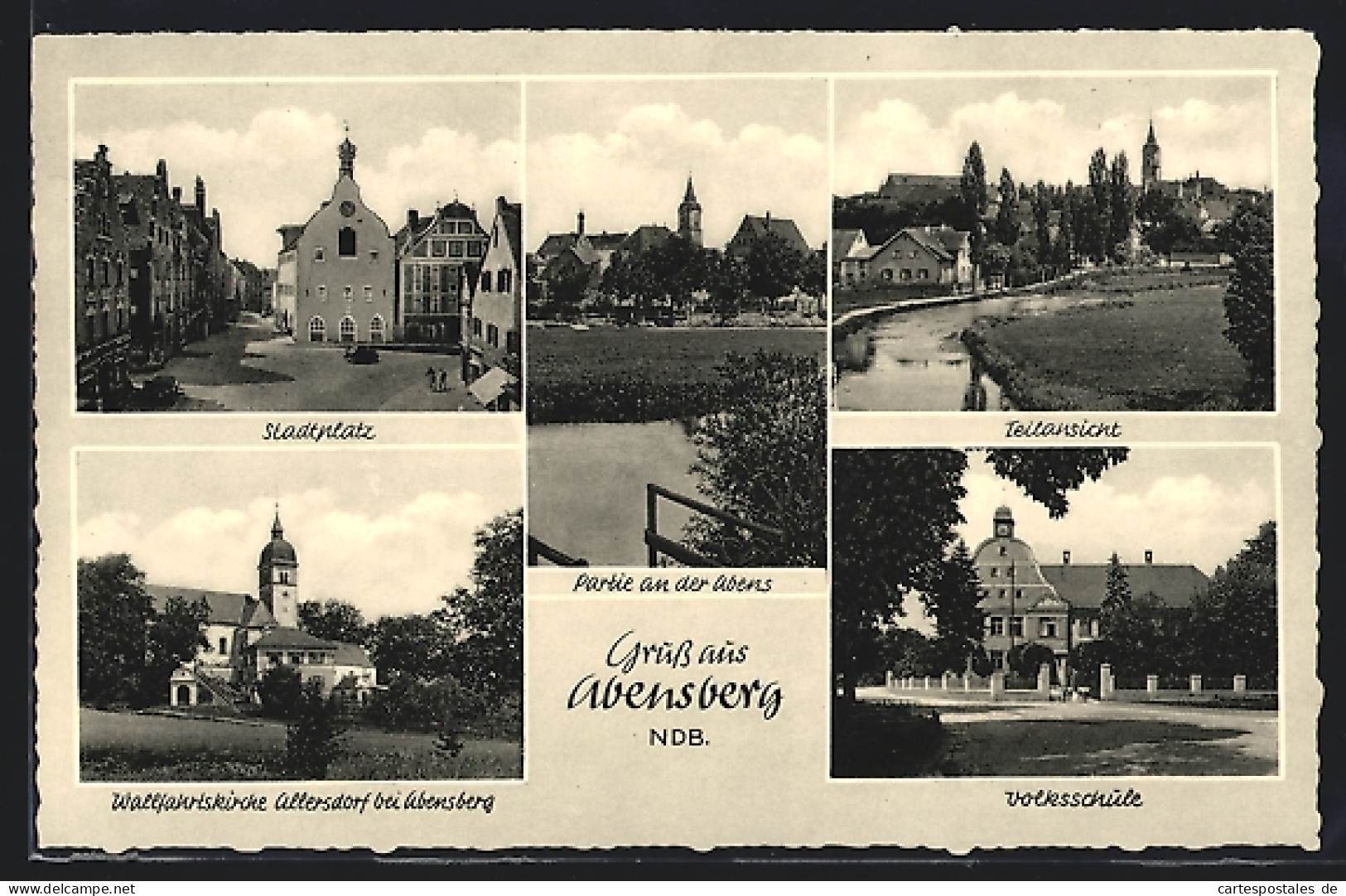 AK Abensberg / Ndb., Stadtplatz, Volksschule, Wallfahrtskirche  - Sonstige & Ohne Zuordnung