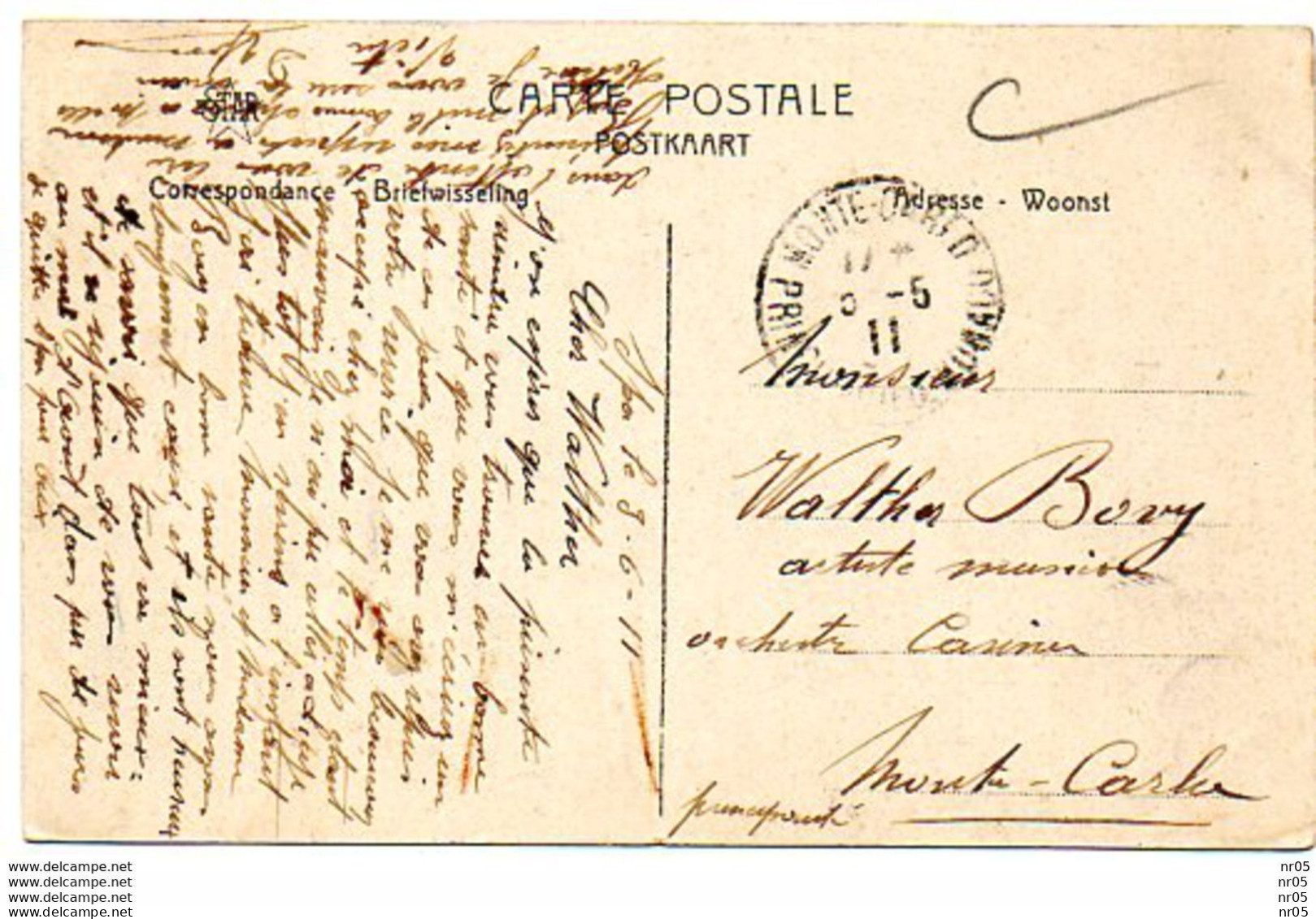 BELGIQUE - Environs SPA - Une Ferme Ardennaise- Timbre Leopold II Et Cachet Postal Monte Carlo Principaute Monaco 1911 - Spa