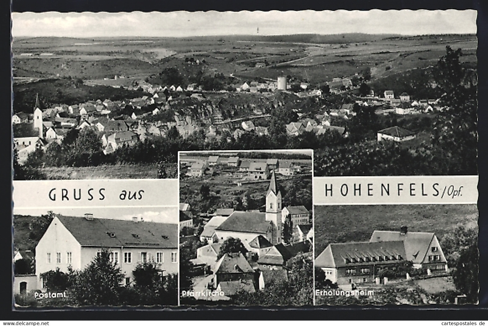 AK Hohenfels / Opf., Postamt, Pfarrkirche, Erholungsheim, Ortspanorama  - Autres & Non Classés