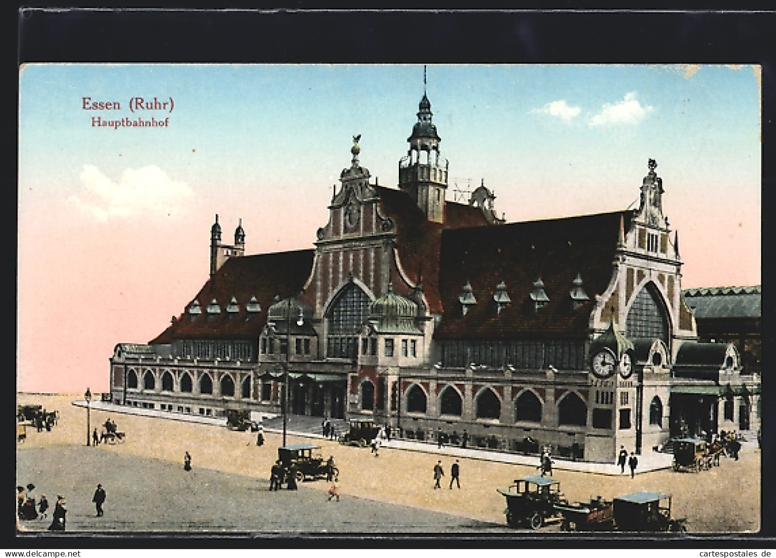 AK Essen, Hauptbahnhof, Seitenansicht, Automobile  - Essen