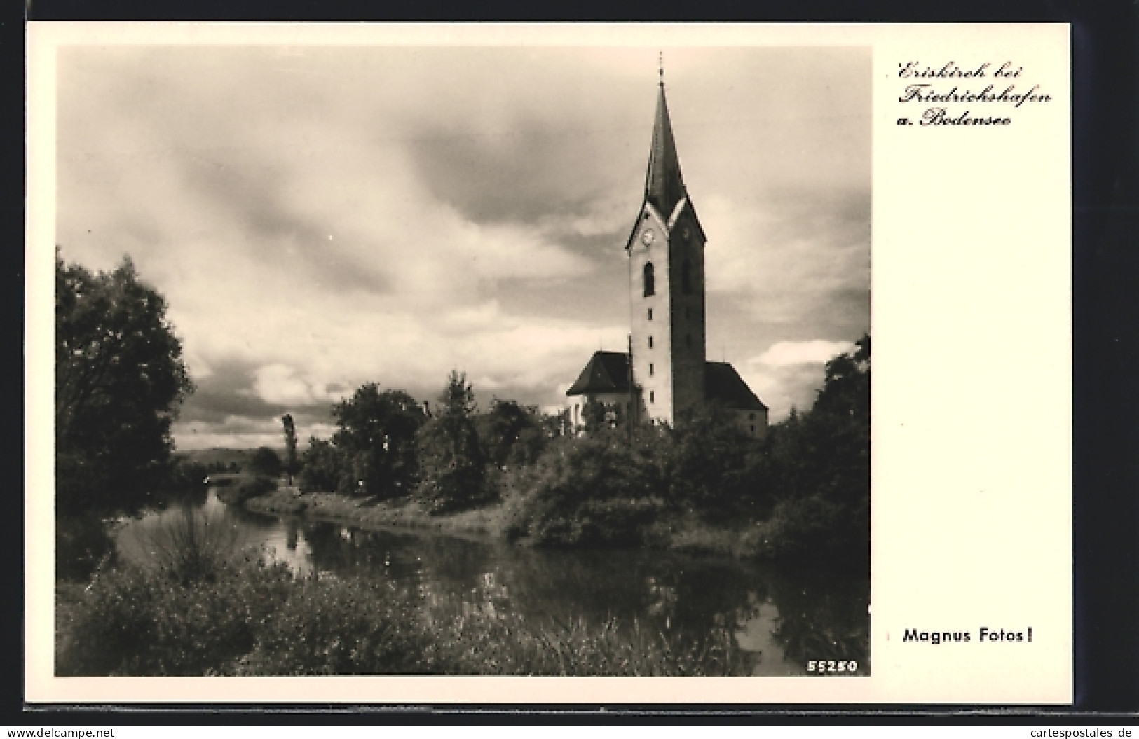 AK Eriskirch B.Friedrichshafen /Bodensee, Flusspartie Mit Kirche  - Friedrichshafen