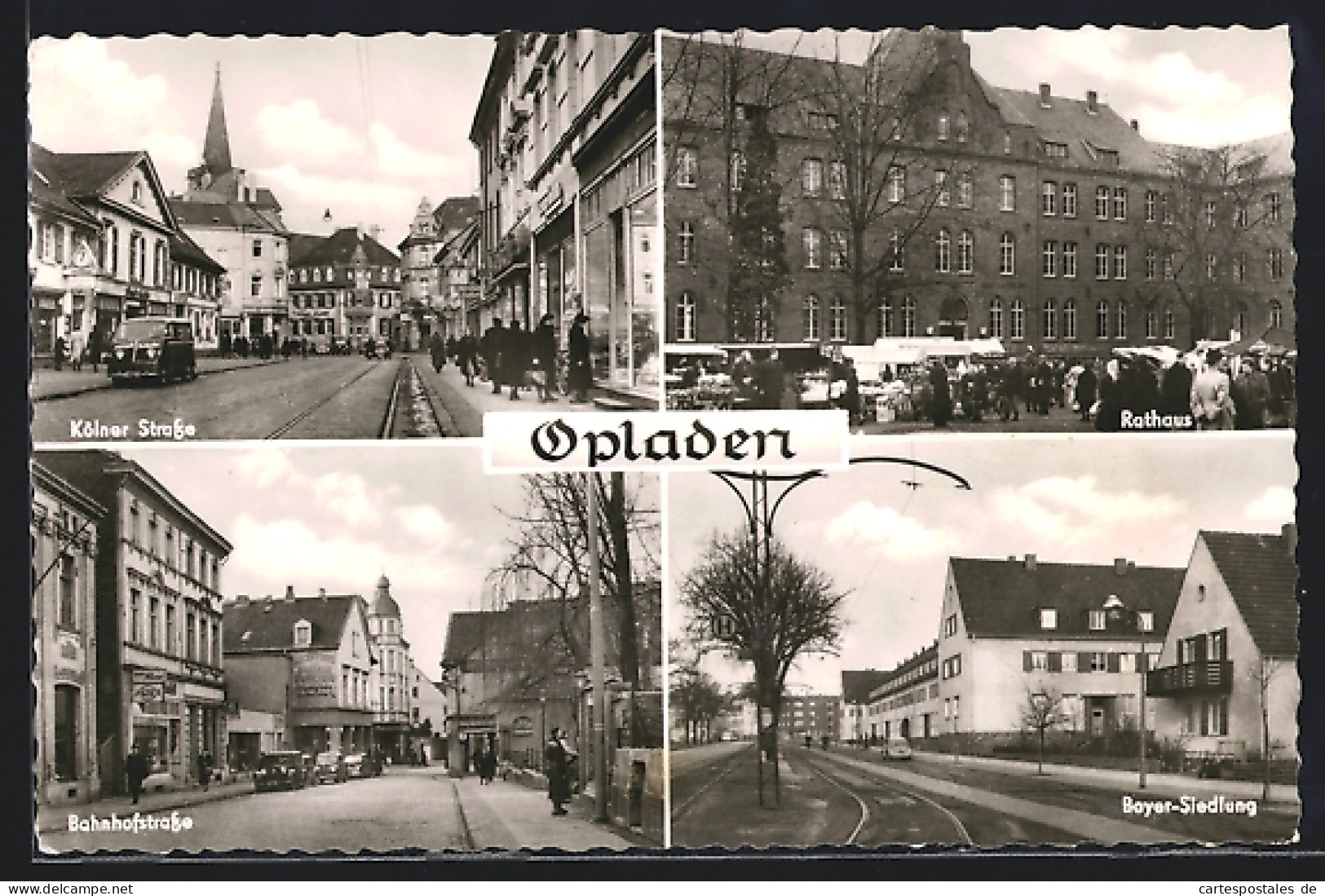 AK Opladen, Kölner Strasse, Bayer-Siedlung, Markt Mit Rathaus  - Other & Unclassified