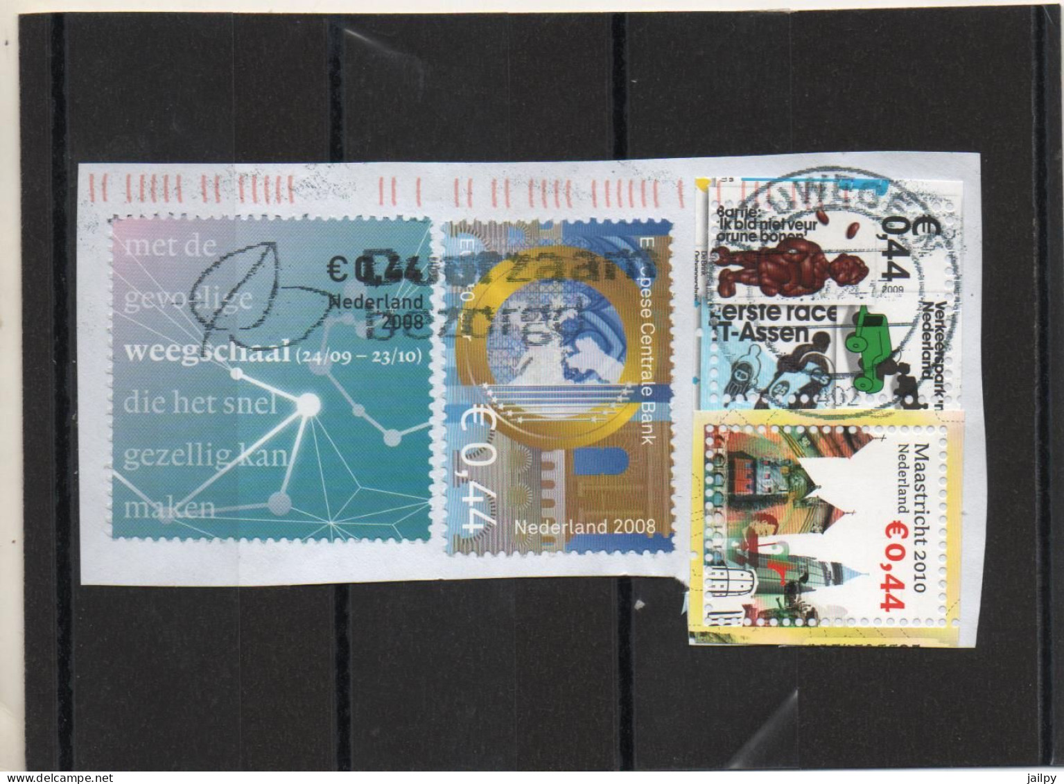 PAYS-BAS   4 Timbres 0,44 €   2008, 2009 Et 2010     Sur Fragment   Oblitérés - Used Stamps
