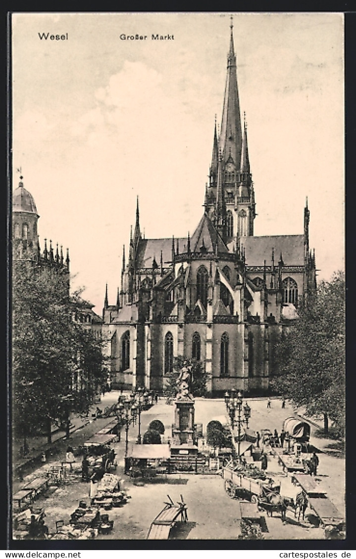 AK Wesel / Rhein, Grosser Markt & Kirche  - Wesel