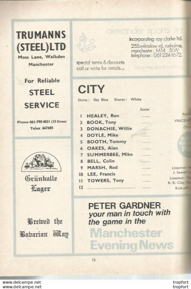 CO / PROGRAMME FOOTBALL Program MANCHESTER CITY England 1973 NEWCASTLE UNITED 24 Pages - Sport