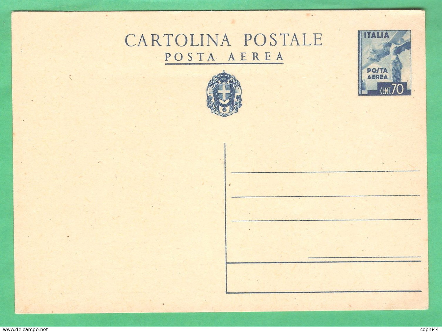 REGNO D'ITALIA 1943 CARTOLINA POSTALE VEIII POSTA AEREA 70 C Turchino (FILAGRANO C100) NUOVA - Postwaardestukken