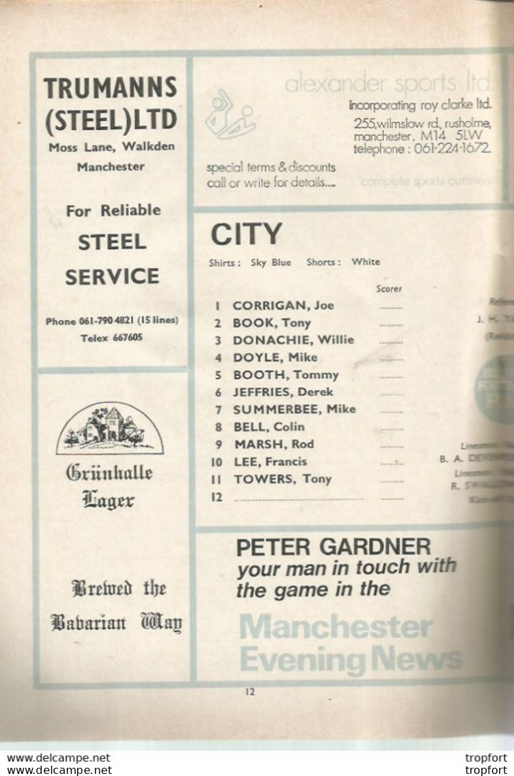 CO / PROGRAMME FOOTBALL Program MANCHESTER CITY England 1973 ARSENAL 24 Pages - Programma's