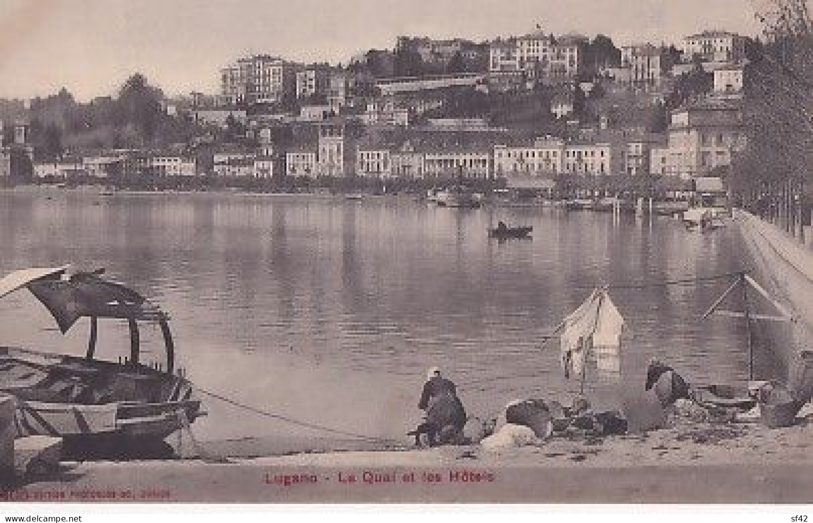 LUGANO          LE  QUAI  ET LES HOTELS           LAVANDIERES - Lugano