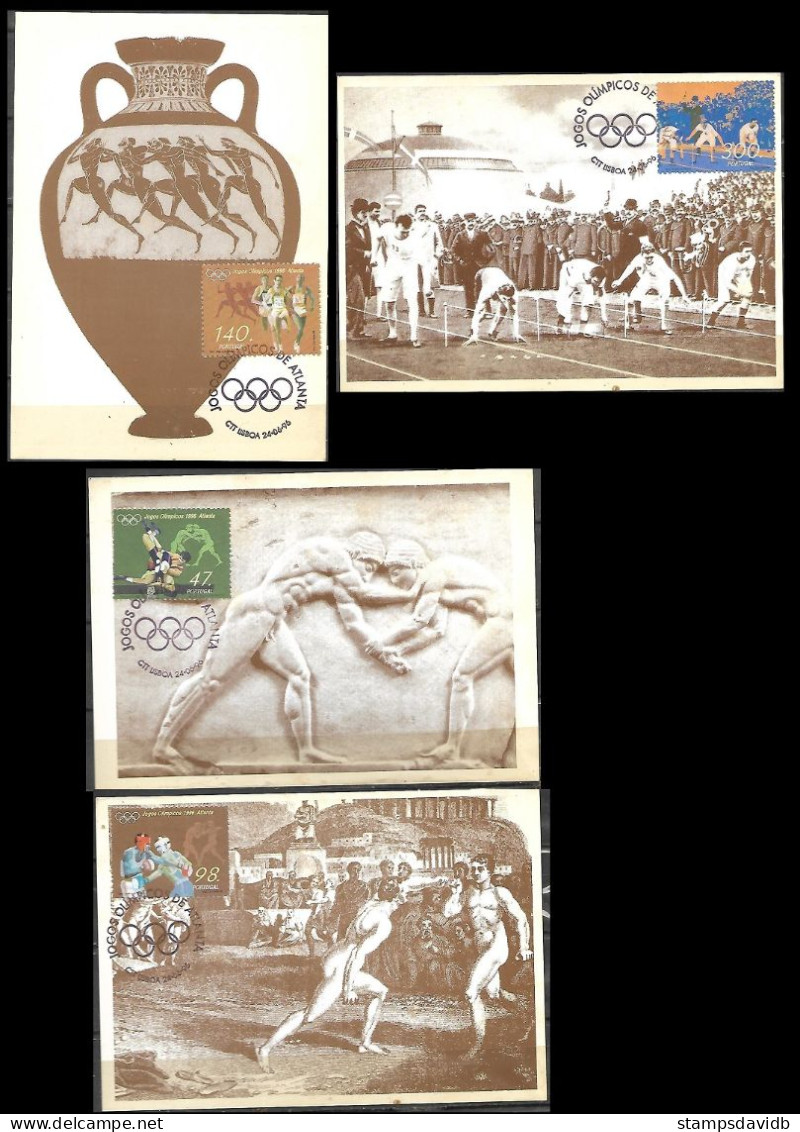 1996 Portugal Mi.2128-2131 FDC Maximum Card 100 Years Of The Olympic Games In Atlanta - Zomer 1996: Atlanta