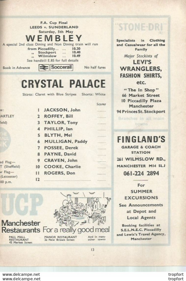 CO / PROGRAMME FOOTBALL Program MANCHESTER CITY England 1973 CRYSTAL PALACE 24 Pages - Programmi