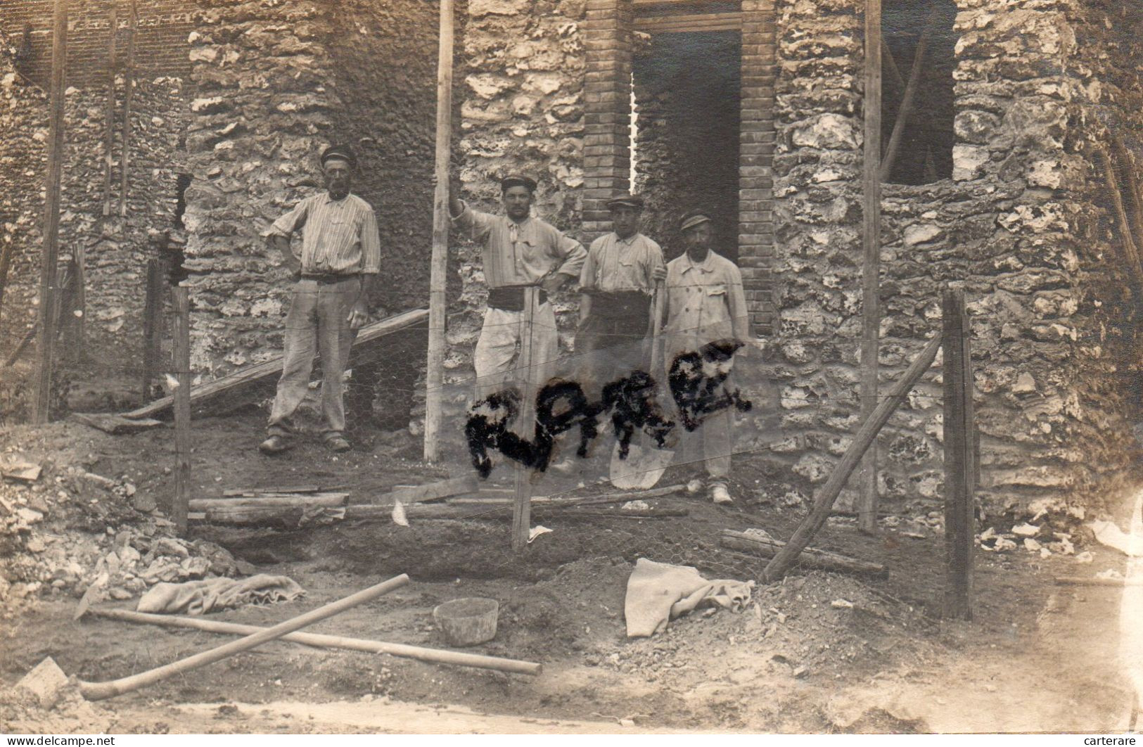 CARTE PHOTO,14,CALVADOS,CABOURG,1912,OUVRIER,MACON,METIER,RARE - Cabourg