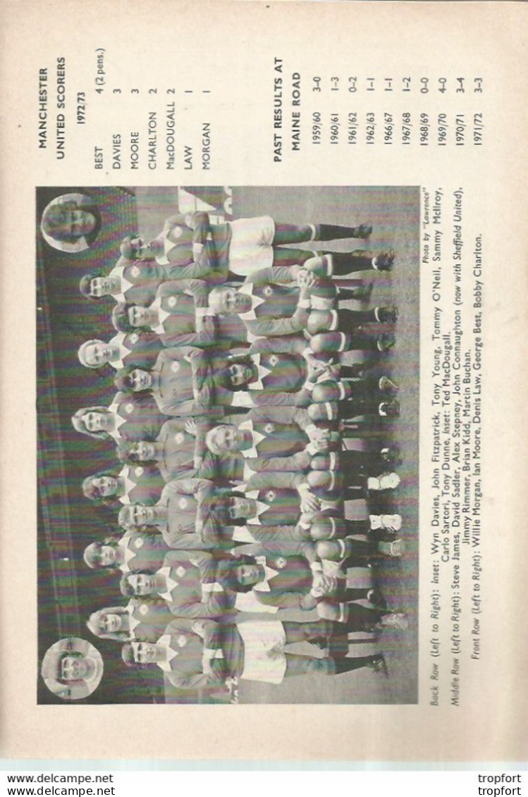 CO / PROGRAMME FOOTBALL Program MANCHESTER CITY England 1972 MANCHESTER UNITED 24 PAGES - Programme