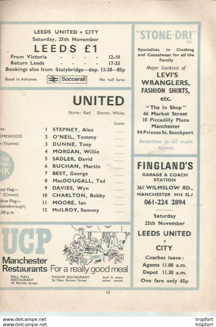 CO / PROGRAMME FOOTBALL Program MANCHESTER CITY England 1972 MANCHESTER UNITED 24 PAGES - Programme