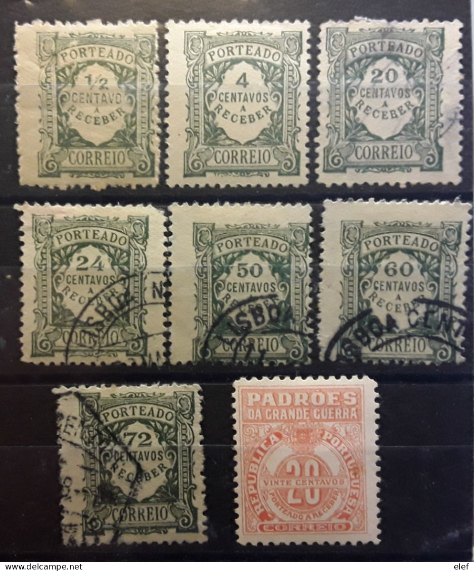 PORTUGAL 1922- 1925 TAXE Porteado A Receber Postage Due , 8 Timbres Entre Yvert No 28 - 44, Neufs * MH / O, TB - Sonstige & Ohne Zuordnung