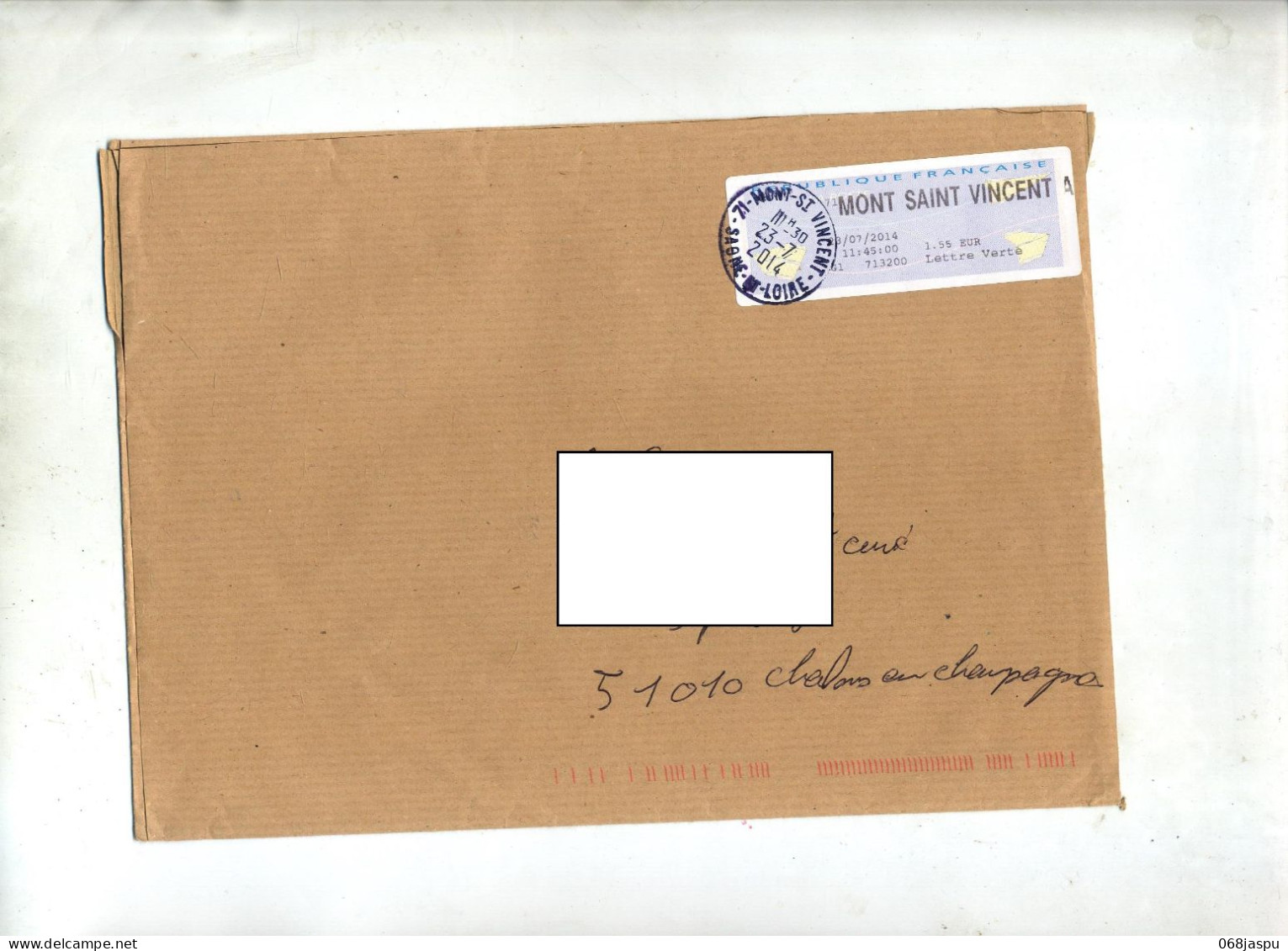 Lettre Cachet Mont Saint Vincent Sur Vignette Bureau - 2000 « Avions En Papier »