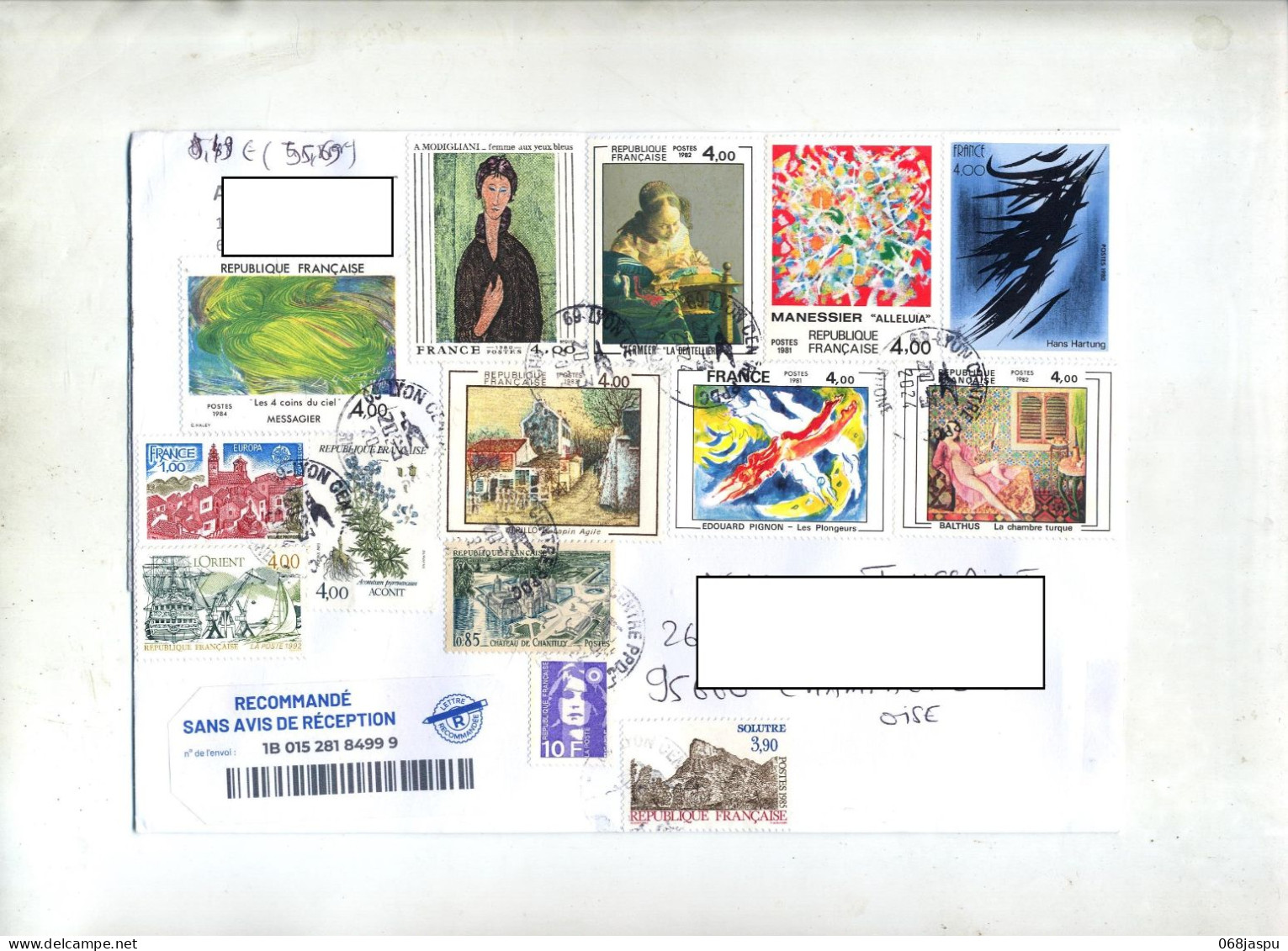 Lettre  Recommandée Lyon Bel Affranchissement - Manual Postmarks