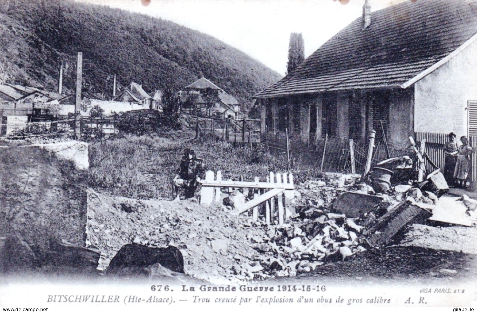 68 - Haut Rhin - BITSCHWILLER - Trou Creusé Par L'explosion D'un Obus De Gros Calibre - Guerre 1914 - Other & Unclassified