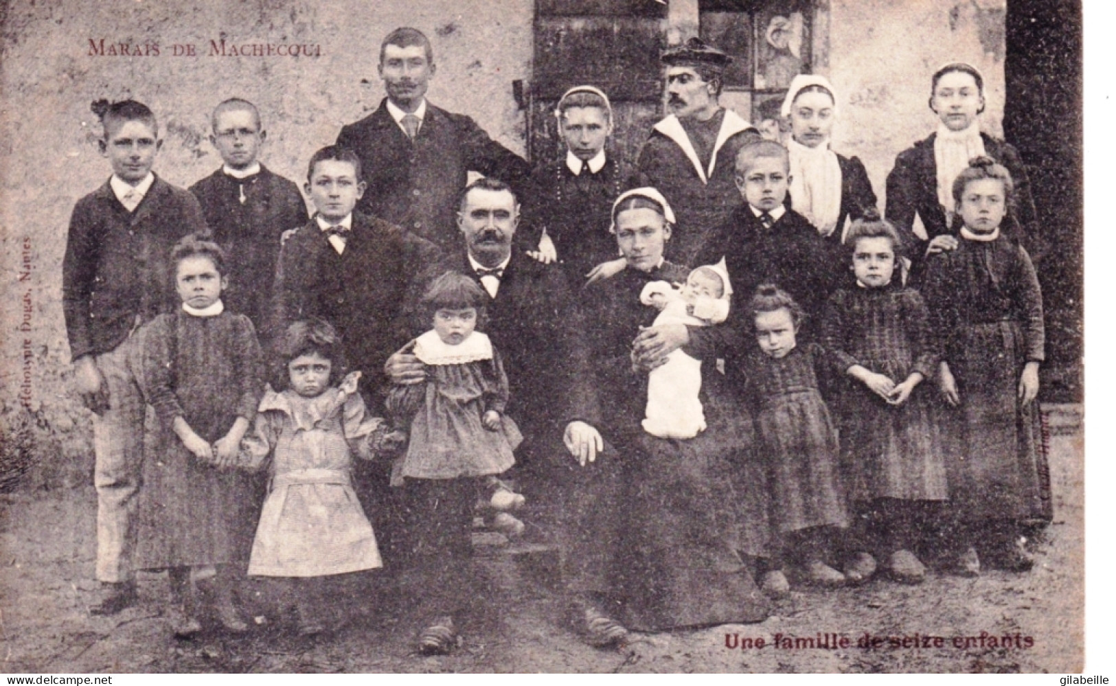 44 - Loire Atlantique - Marais De MACHECOUL - Une Famille De Seize Enfants - Rare - Machecoul