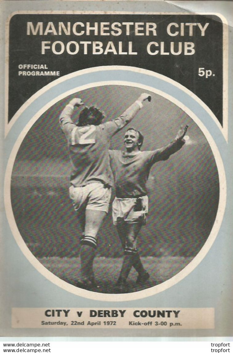CO / PROGRAMME FOOTBALL Program MANCHESTER CITY England 1972 DERBY COUNTY 24 PAGES - Programs