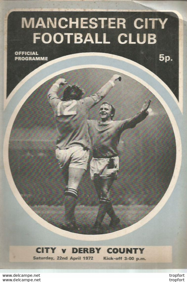 CO / PROGRAMME FOOTBALL Program MANCHESTER CITY England 1972 DERBY COUNTY 24 PAGES - Programas