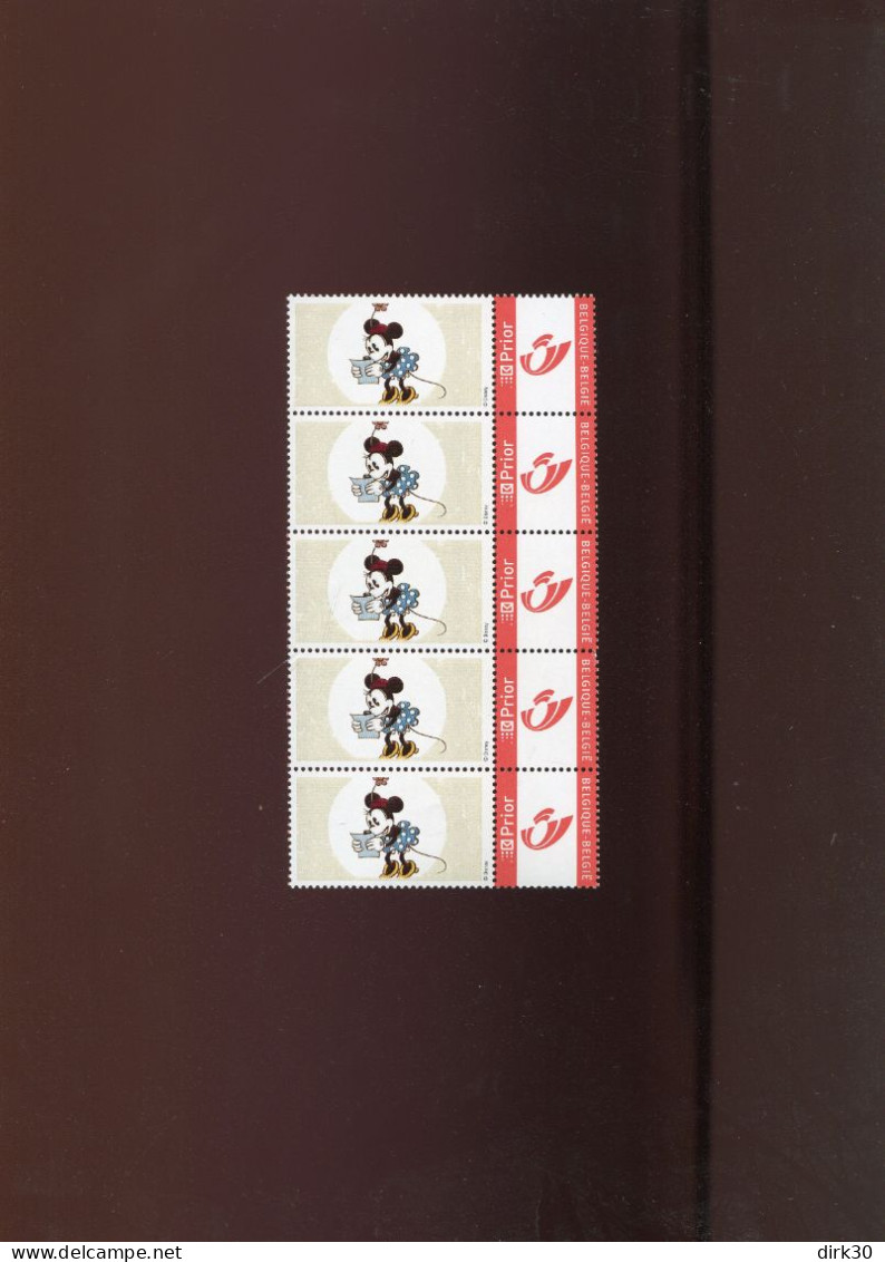 Belgie  MNH Disney Minnie Mouse STRIP OF 5  Duostamps Booklet Gepersonaliseerde Zegels BD Comics Strips - Ungebraucht