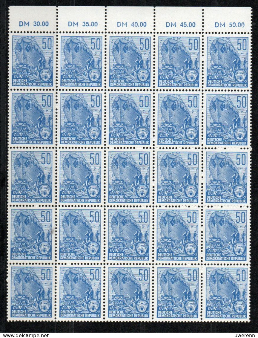 DDR 1957. 5-Jahr-Plan, Mi 584B, Viertelbogen Vom Oberrand Postfrisch - Unused Stamps