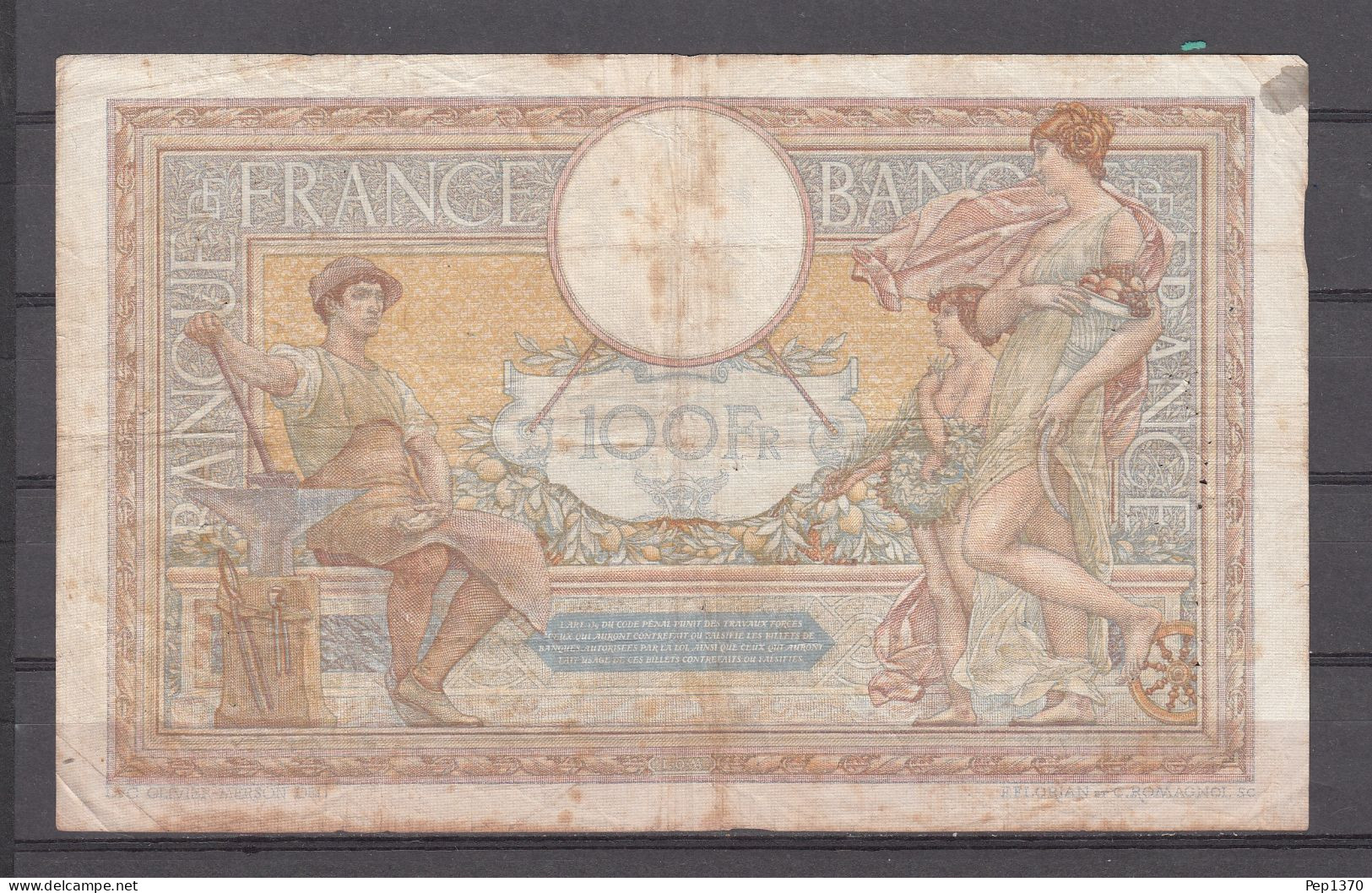 BILLETE DE FRANCIA DE 100 FRANCOS DE 1934 AM - 5 F 1912-1917 ''Bleu''