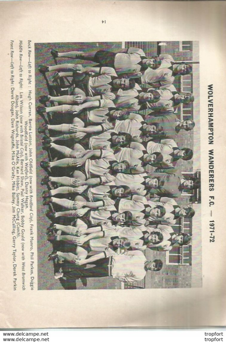 CO / PROGRAMME FOOTBALL Program MANCHESTER CITY England 1972 WOLVERHAMPTON 20 Pages - Programas