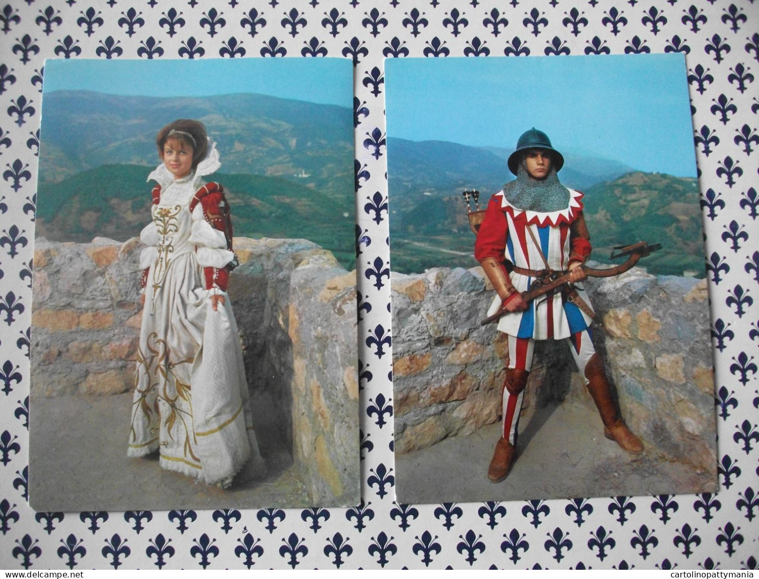 LOTTO 2 CARTOLINE - POSTCARD - DA COLLEZIONE - COSTUMI MAROSTICA COSTUME PARTITA SCACCHI BALESTRERE DAMA  DONNA - Trachten