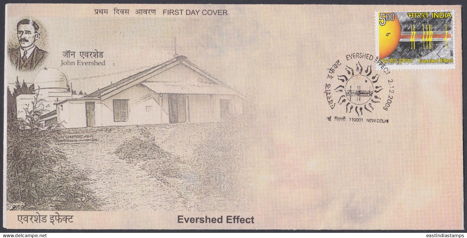 Inde India 2008 FDC John Evershed, English Astronomer, Astronomy, Science, Scientist, First Day Cover - Other & Unclassified