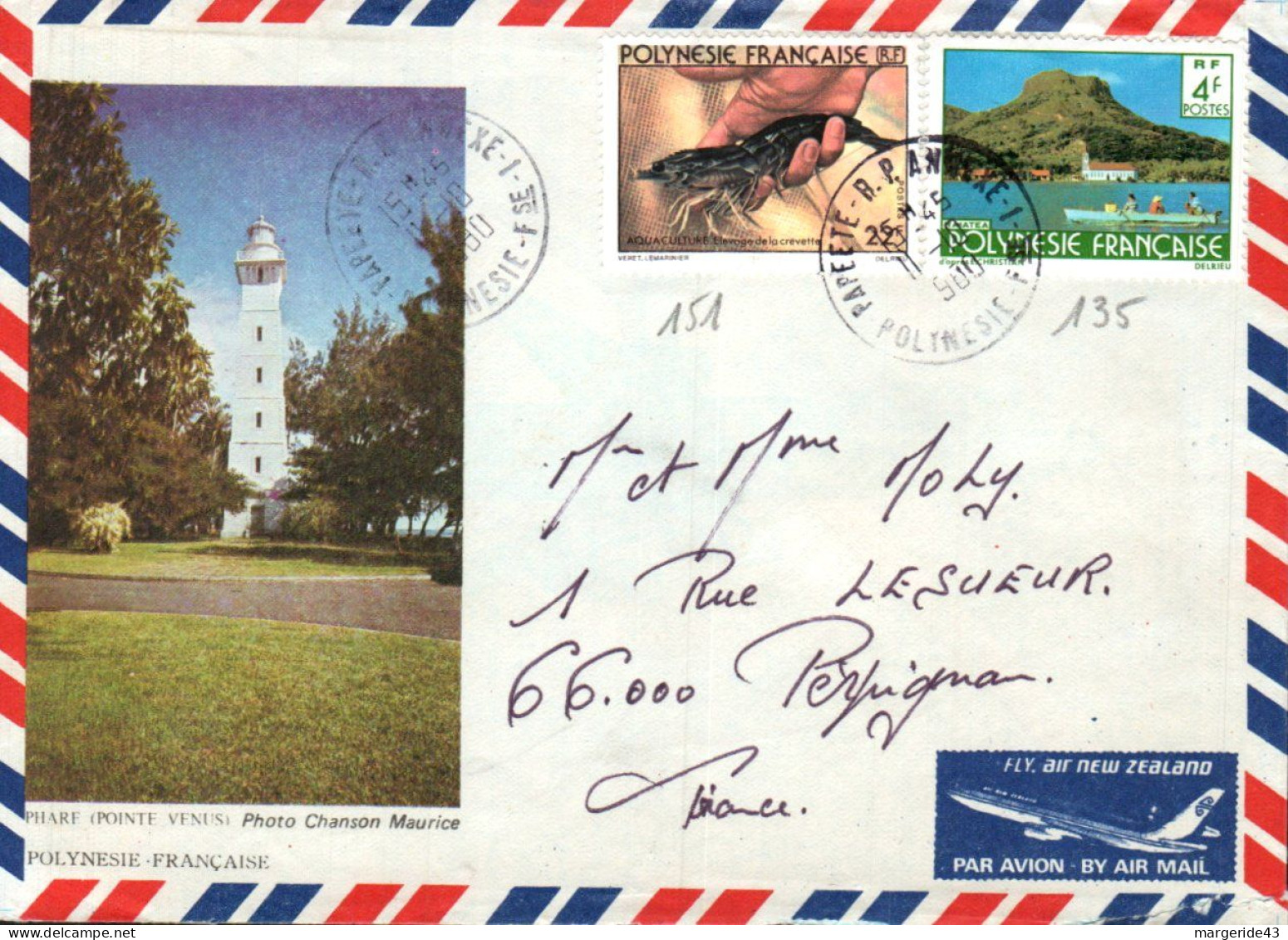 POLYNESIE AFFRANCHISSEMENT COMPOSE SUR LETTRE POUR LA FRANCE 1980 - Storia Postale