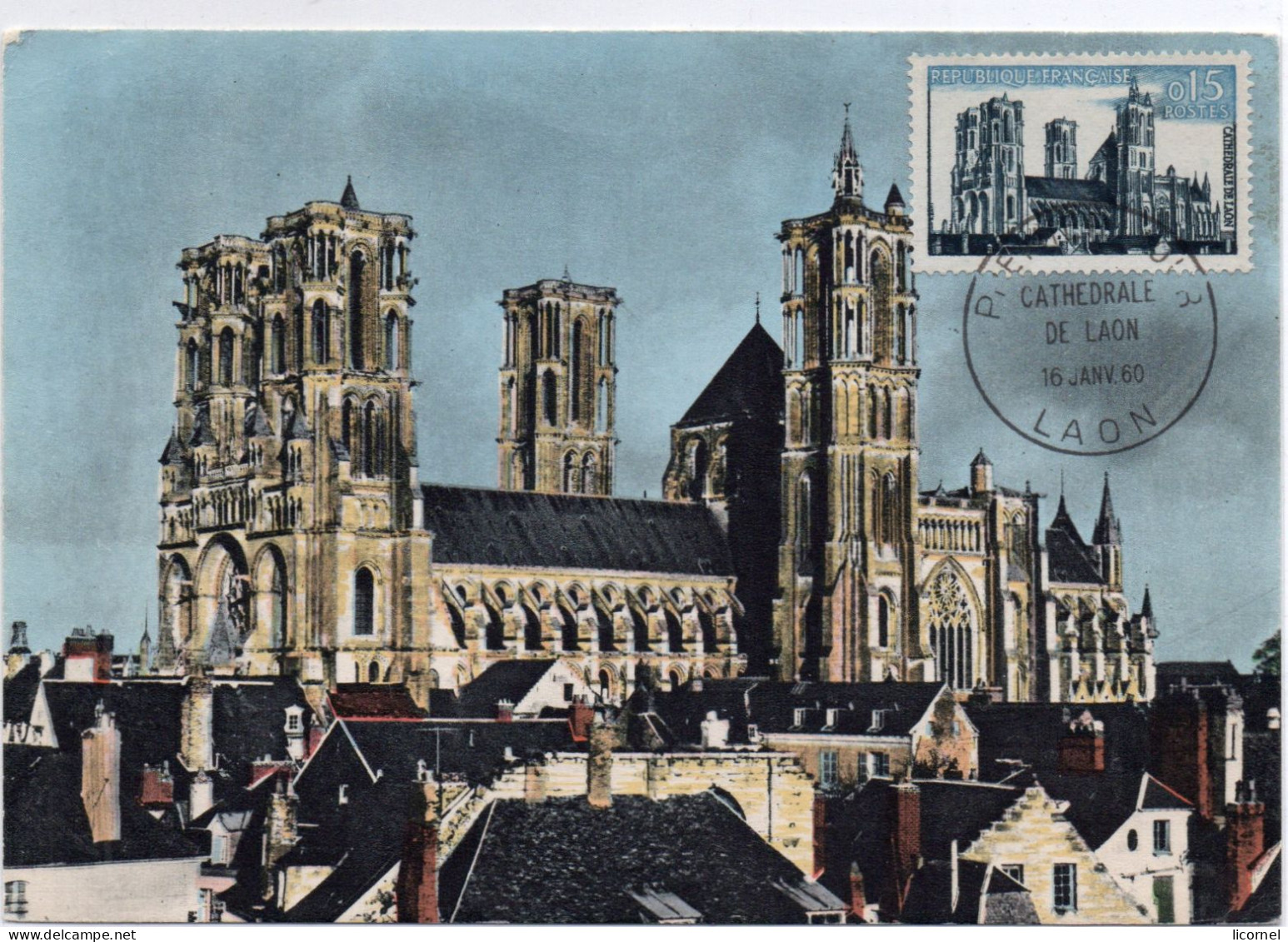 Carte Maxi  1960  : Cathedrale De LAON - 1960-1969
