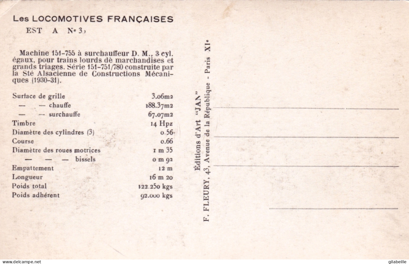 Les Locomotives Françaises  -  Machine 151.755 A SurchauffeurD.M 6 3 Cylindres Egaux - Treinen