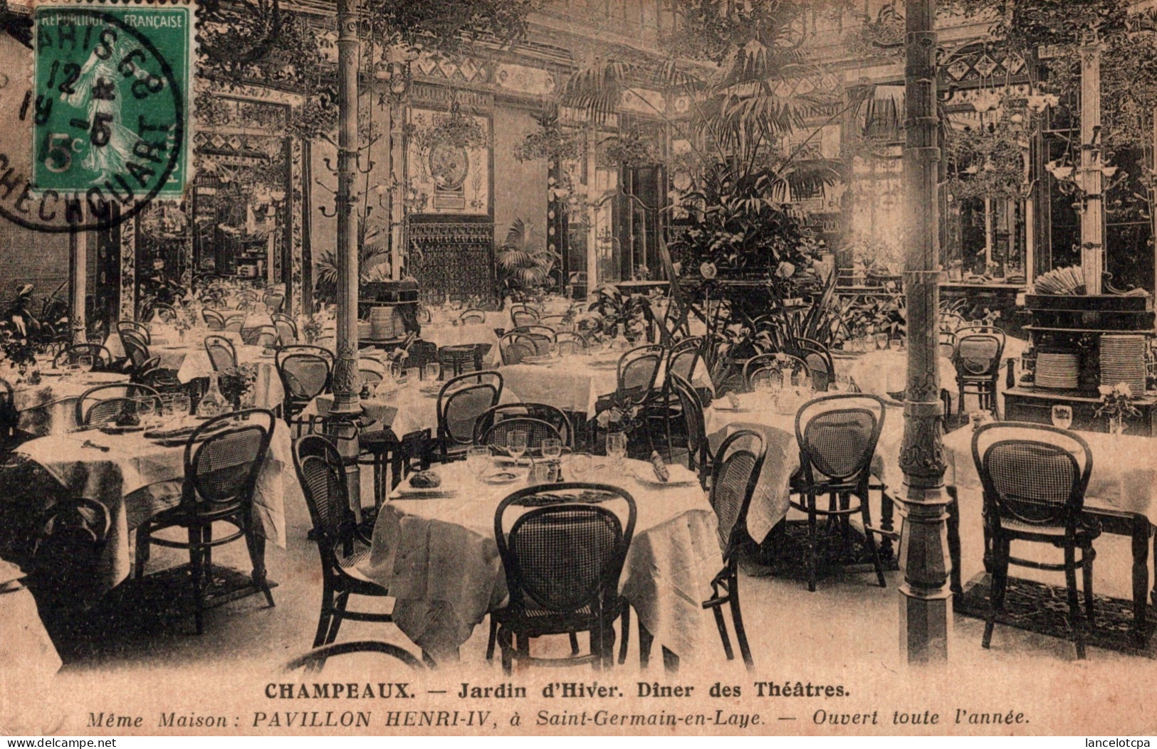 75 - PARIS / RESTAURANT CHAMPEAUX - JARDIN D'HIVER - DINER DES THEATRES - Cafés, Hotels, Restaurants