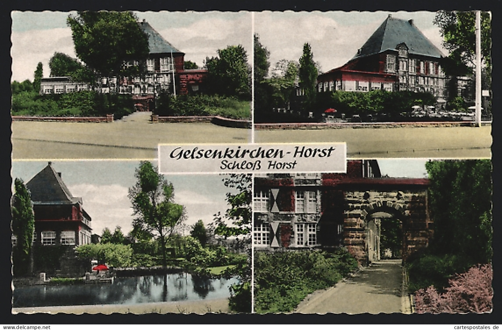 AK Gelsenkirchen-Horst, Schloss Horst, Tor, Uferpartie  - Gelsenkirchen