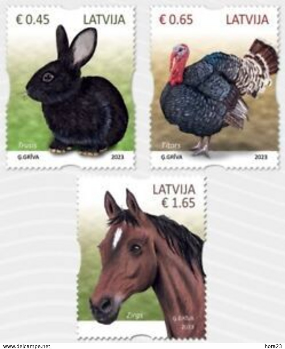 (!)  Latvia Lettland Lettonia 2023 Domestic  Animal Pets : Rabbit : Turkey : Horse MNH - Letonia