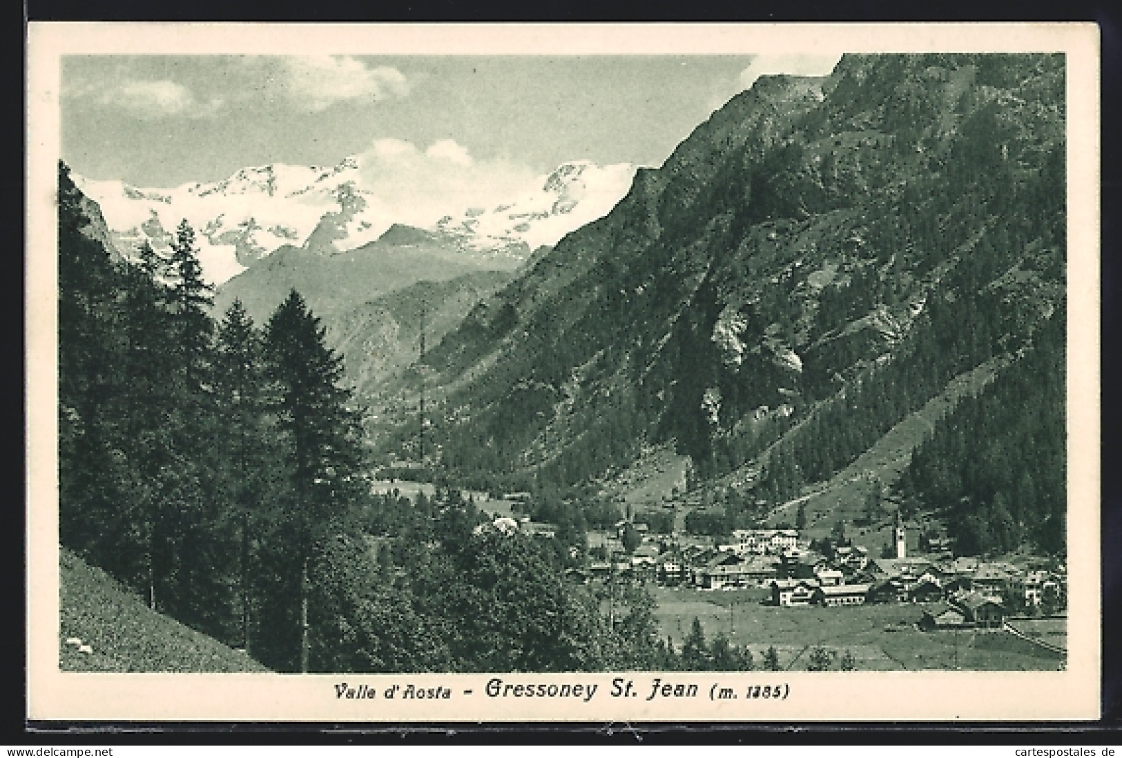 Cartolina Gressoney St. Jean, Gesamtansicht Mit Alpenpanorama  - Autres & Non Classés