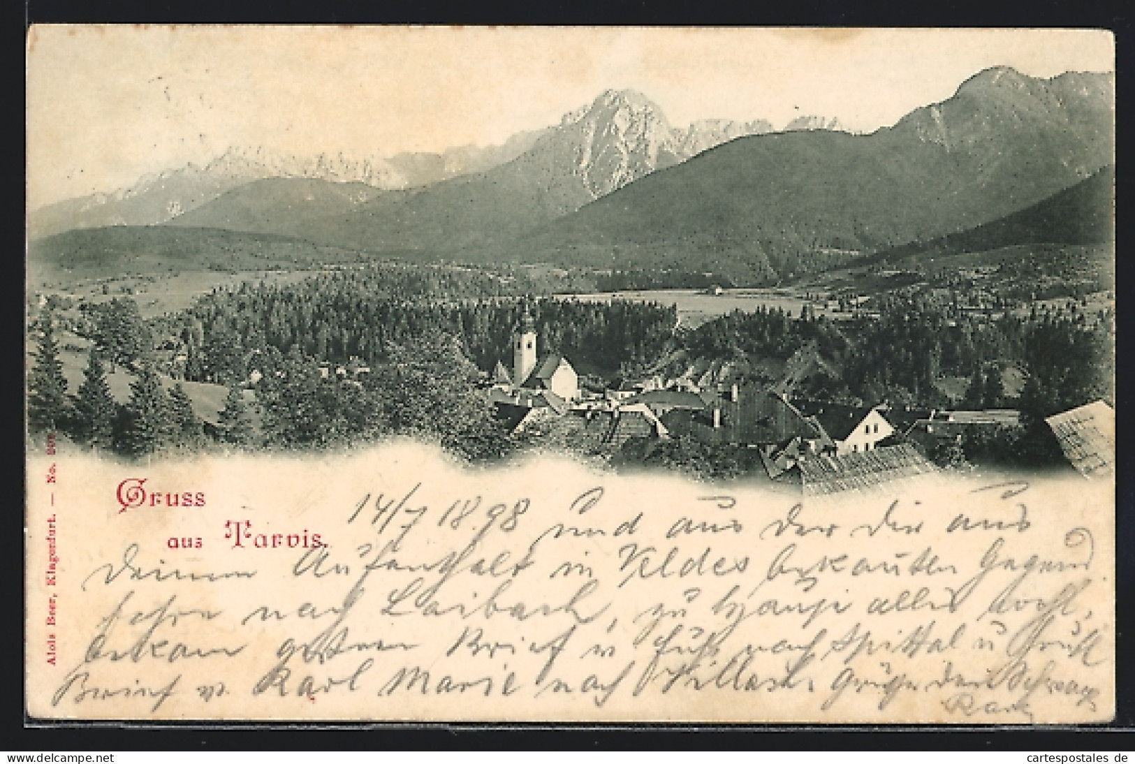 Cartolina Tarvis, Ortsansicht Mit Bergpanorama  - Autres & Non Classés