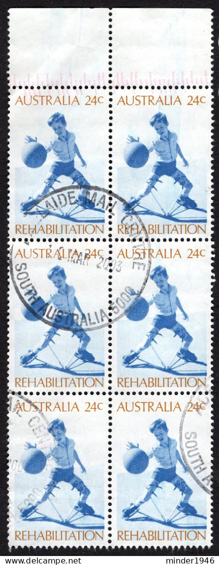 AUSTRALIA 1972 QEII 24c Block Of 6, Multicoulered, Rehabilitation Of The Disabled-Boy Playing With Ball FU - Usati