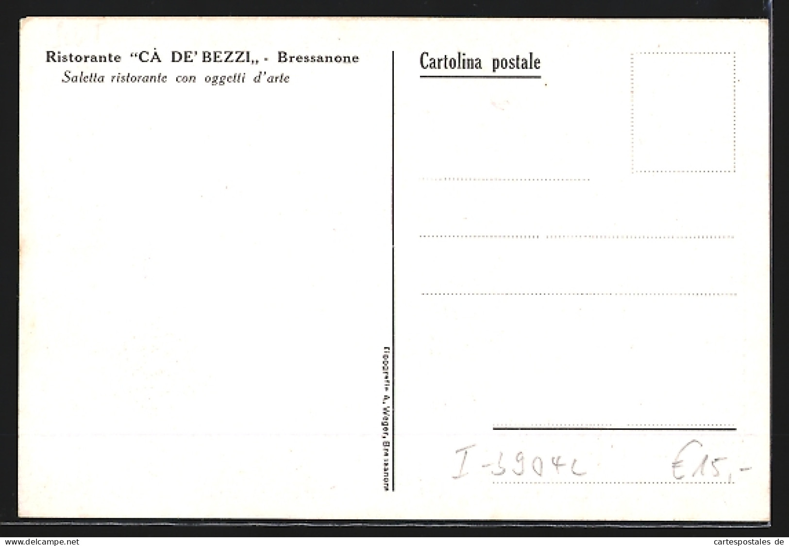 Cartolina Bressanone, Ristorante Cà De`Bezzi  - Sonstige & Ohne Zuordnung