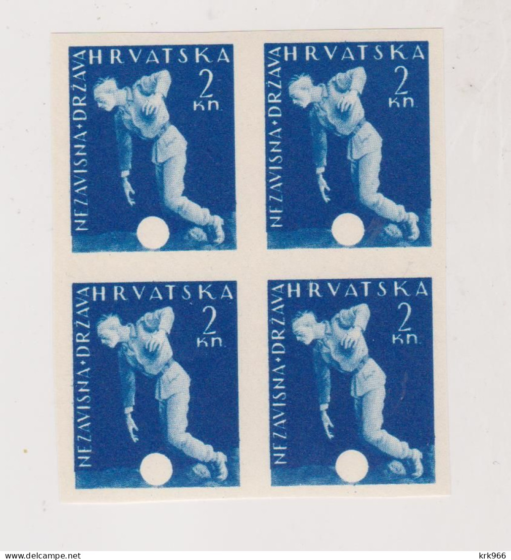 CROATIA WW II  Red Cross 1943 Charity Stamp Proof Bloc Of 4 MNH - Kroatien