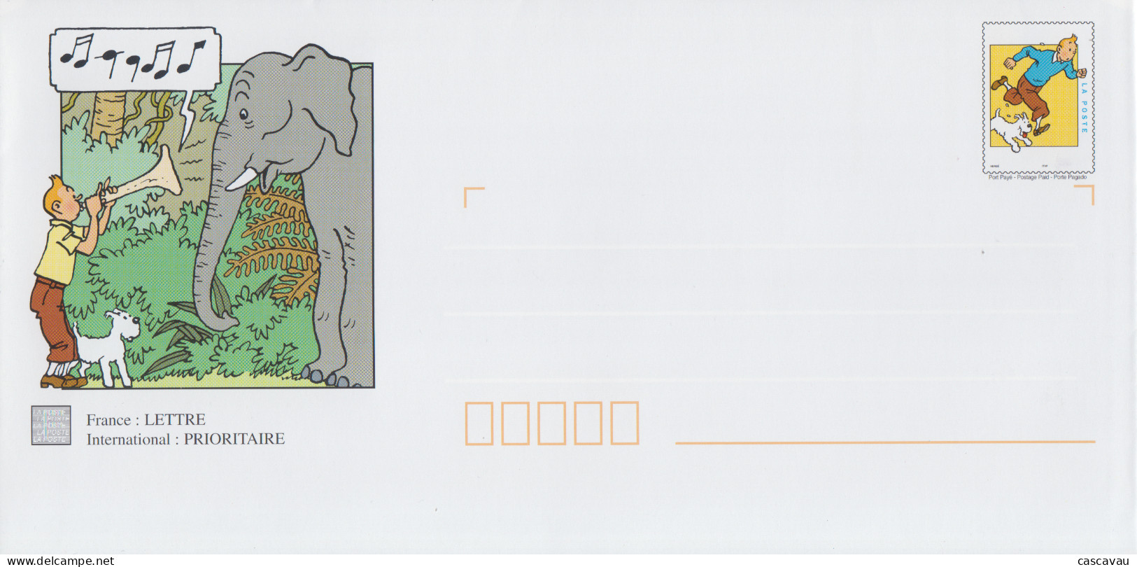 Enveloppe   Neuve   Prêt  à  Poster    FRANCE     TINTIN    1999 - PAP: Sonstige (1995-...)