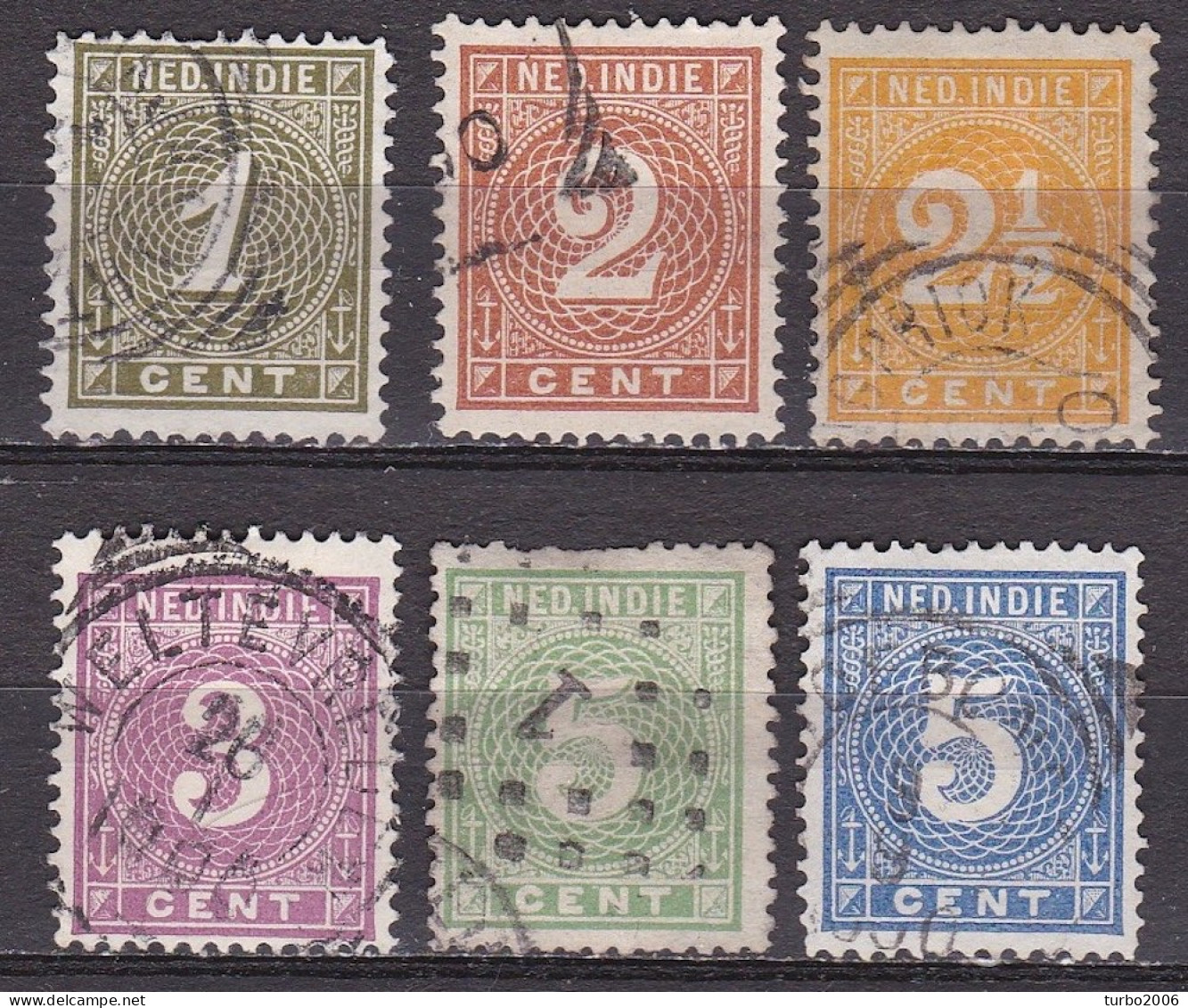 Ned. Indië: 1883-1890 Cijferserie Complete Gestempelde Serie NVPH 17 / 22 - India Holandeses